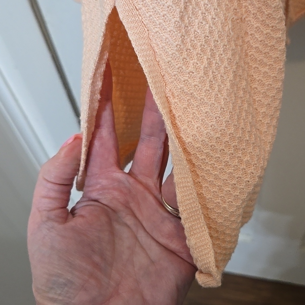 Falls CREEK WOMENS Peach Open-Front Cardigan Sweater SIDE SLITS 2X 3X GuC - Picture 5 of 6